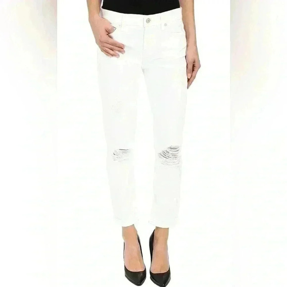 7 For All Mankind Denim - 7 For All Mankind | White Josefina Feminine Boyfriend Mid Rise Jeans